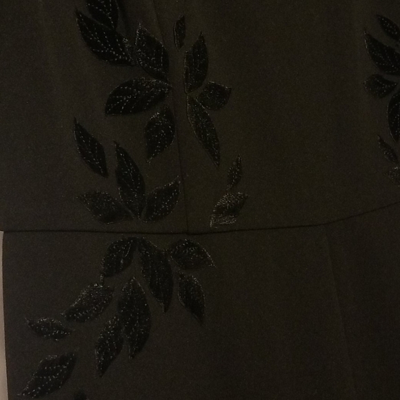 𝅺Adrianna Papell Black Wide Leg Floral Velvet Appliqué Jumpsuit - Picture 8 of 11